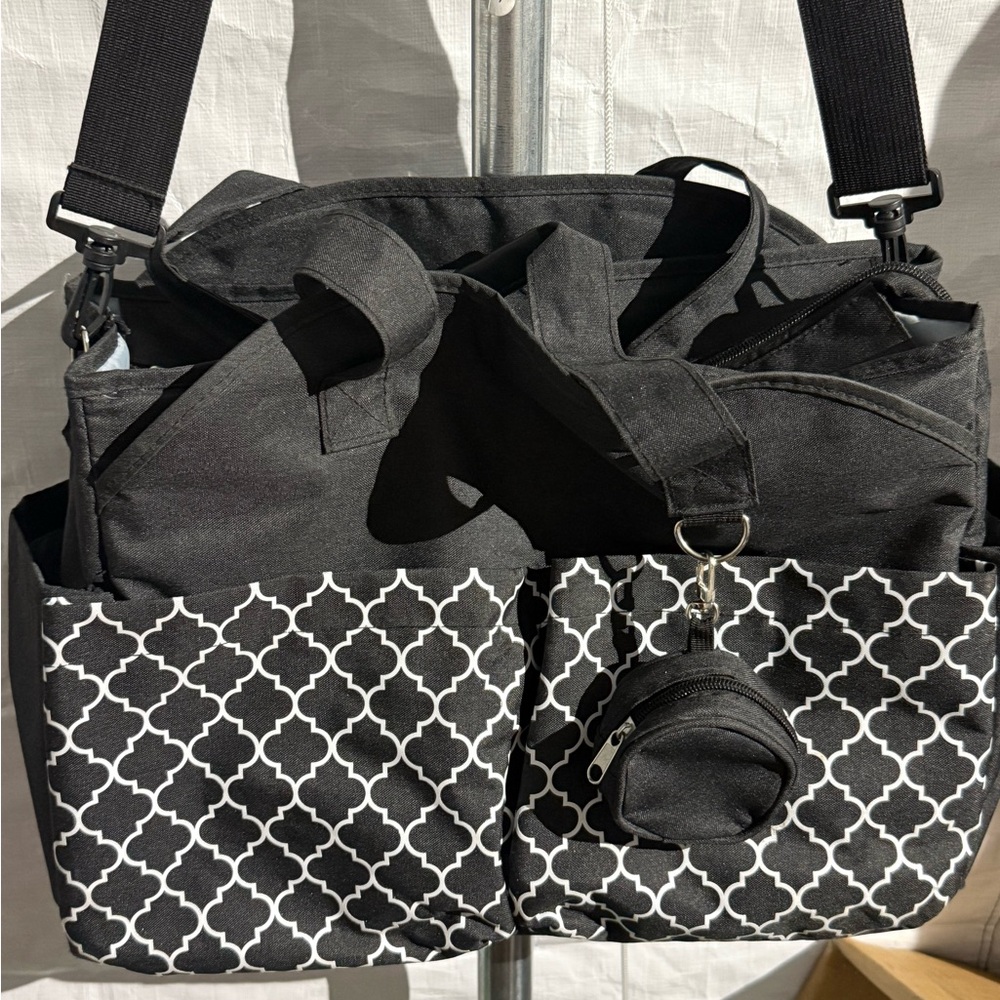Black and White Patterned Diaper Bag